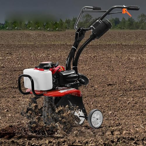 Coltivatore a scoppio,Coltivatore da giardino a 4 tempi da 55 cc,Per la coltivazione di prati, giardini e campi,10500 giri/min,Larghezza di fresatura 400 mm,Profondità di fresatura 200 mm