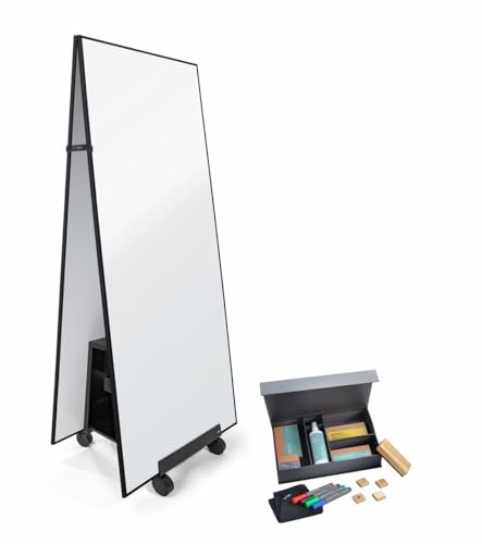 SIGEL Meet up Set 2 Whiteboards 90x180 cm mit Aufsteller und Starterset | MUB19, 2x mobile Whiteboards 90x180cm Rahmen schwarz, 1x Aufsteller und 1x Starterset (Marker, Magnete, Reinigungsmittel)