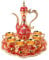 Moroccan Tea Set, 6Pcs Turkish Coffee Cup Set with Pot, Vintage Kitchen Accessories for Home, Party, Wedding, Red
