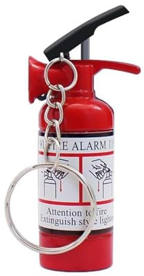 UWCORAHDO Mini-Butanfeuerzeug im Feuerlöscher-Stil for Schlüsselanhänger, nachfüllbar, offene Flamme, Winddicht (kein Gas)