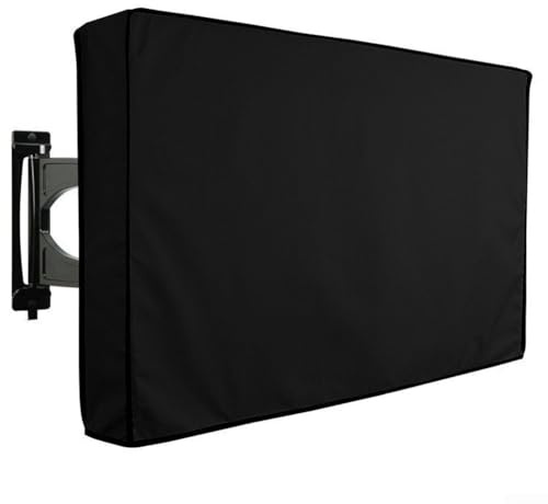 CYRENT Funda impermeable para TV al aire libre con protección y costuras dobles para mayor durabilidad, incluye práctico bolsillo para control remoto para uso en exteriores (55-58 pulgadas)