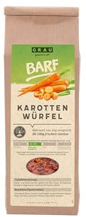 GRAU – das Original – Trockengemüse zum BARFen für Hunde - Karotten-Würfel, 1er Pack (1 x 150 g), Ergänzungsfuttermittel für Hunde