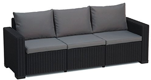 Allibert California Grau 3 &Sitzkissen, Rattan, Mit Sofa