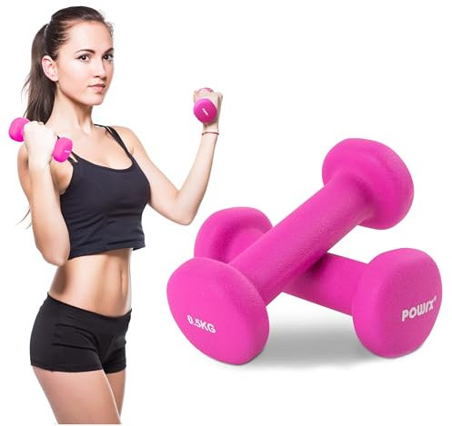 POWRX Neopren Hanteln Kurzhanteln 1,5kg Gelb 2er Set I Hexagon, Gewichte, Kraftraining, Hantelset für Männer und Frauen, Fitness, Gewicht, Dumbbell, Weights, Dumbells dumbellset