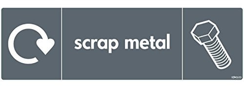 stika.co Scrap Metal Recycling Sign – 200x60mm Self-Adhesive Vinyl Sticker – WRAP Recycle Now Label – ISO 7010 Compliant – Industrial & Commercial Use