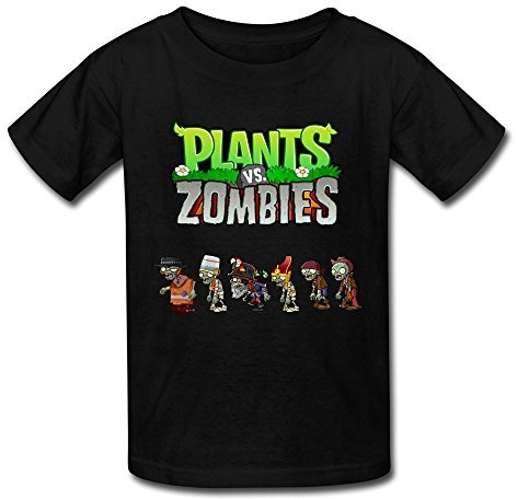 Tess Simona Kid's Cool Plants Vs. Zombies T-Shirts Small Black