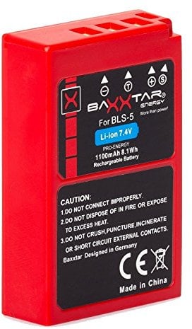 Baxxtar PS-BLS-5 Akku 1100mAh Ersatzakku kompatibel mit Olympus E-450 OM-D E-M10 Mark II III S IV Pen E-P3 E-PL1 E-PL2 E-PL3 E-PL5 E-PL6 E-P7 E-PL7 EPL8 EPL10 EPM1 EPM2 EP7 E-M10IV BLS5