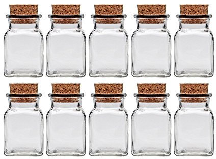 Gewürzgläser Set mit Press-korken | 10 teilig | Füllmenge 150 ml | Vierkantglas Quadratisch Hochwertiges Glas | Glasdose Glasgefäß ideal für Salz Pfeffer Sonnenblumenkerne kürbiskerne Kandis Bonbons