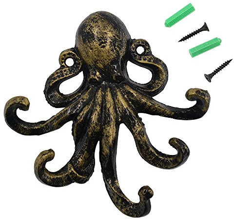 Herngee Med-Style Octopus Schlüssel Haken Antik Bronze Gusseisen dekorative Wandhaken