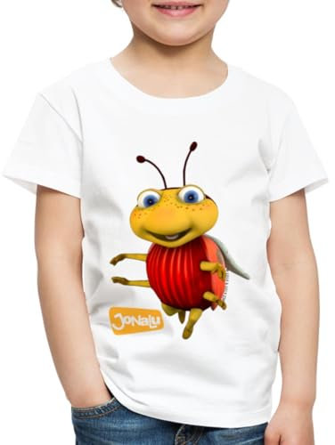 Spreadshirt JoNaLu Marienkäfer Ludwig Kinder Premium T-Shirt, 98/104 (2 Jahre), Weiß