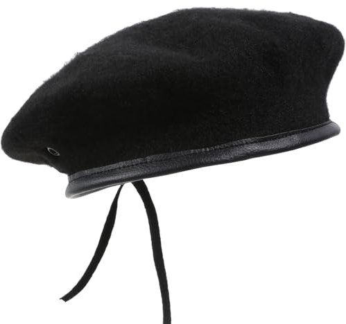Verstellbare Unisex BaskenmüTze Aus Reiner Wolle FüR FrüHling Und Herbst, Schwarz, 60cm, Ideal FüR Dekoration Und KostüMe