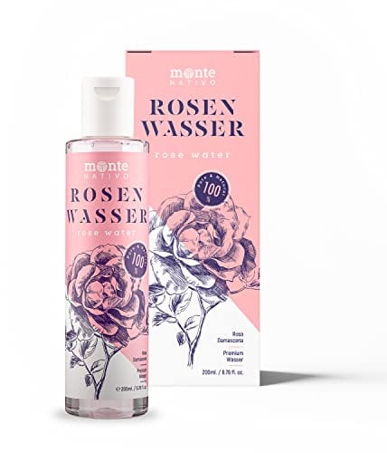 Rosenwasser Gesichtswasser 200ml Monte Nativo (200ml) - Rose water for face 100% Natürliche Gesichtspflege - Gesichtstoner - Gesichtsreinigung - Porenreiniger Gesicht - Anti Pickel Naturkosmetik