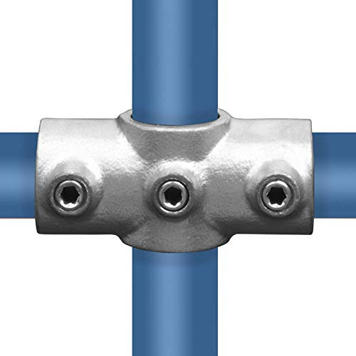 Klemp - Kreuz-Verbinder, Rohrverbinder, 90-Grad, Kreuz-Stück, Temperguss galvanisiert, feuerverzinkt, inkl. Schrauben Typ 22C - 33,7 mm / 1