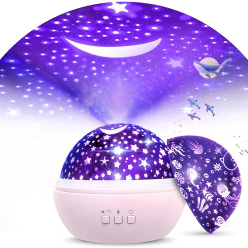 FISHOAKY Proiettore Stelle Soffitto, proiettore galassia 8 Colori, Proiettore Cielo Stellato Bambini, 360° Rotazione Led Proiettore, Lampada Proiettore Per Neonati, Regali Natale, Compleanno Regalo