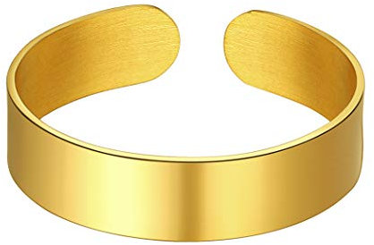 Suplight 5mm breit Band Ring 18k Vergoldet offener Ring für Frauen Männer glänzend Knöchelring Fingerring Partnerring Modeschmuck Geschenk für Jahrestag Geburtstag