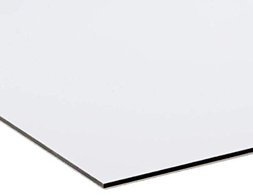 Dibond Panneau composite en aluminium d'une épaisseur de 3 mm de couleur blanche (50x70 cm)