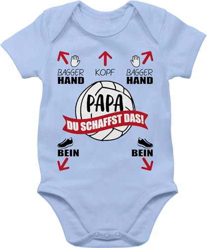 Baby Body Junge Mädchen - zum Vatertag - Papa du schaffst das I Papa Geschenk werdender Vater - 1/3 Monate - Babyblau - strampler vatertagsbody papatagsgeschenk anleitung für babybody