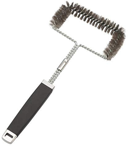 Landmann Pure Grillbürste Mit weichen Edelstahlborsten für schonende Reinigung Gummierter Griff für eine sichere Handhabung Ideal für Gussroste und Platten Maße 18 x 41 x 3cm [Edelstahl]