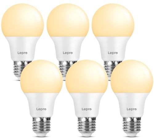 Lepro E27 Screw Bulbs 60W Equivalent, Warm White 2700K E27 LED Bulb, 7.5W 750LM Edison Screw LED Light Bulb, GLS Energy Saving E27 Bulbs, Non-dimmable, Pack of 6