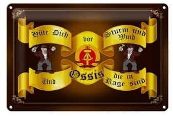 Blechschild 20x30cm gewölbt Hüte dich vor Sturm und Wind Ossis DDR Sprüche Deko Geschenk Schild