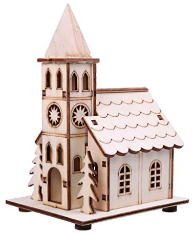 TOYANDONA Decorazione Natalizia Mini Casa di Villaggio in Legno Casa di Natale in Legno Luce per Decorazioni Natalizie da Tavolo