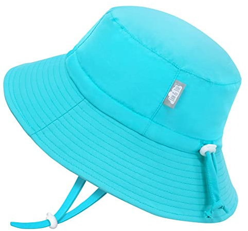 Jan & Jul Kinder Sonnenhut mit UV-Schutz, Schnell Trocknend (XL: 5-12 Jahre, Blaugrün)