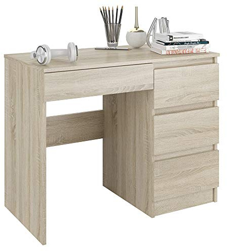 Framire Schreibtisch N-34 Rechts Sonoma Eiche 90x50x77 cm – Kleiner Computertisch mit Schubladen, Schreibtisch für Büro, Jugendzimmer & Home-Office, Modern N-34