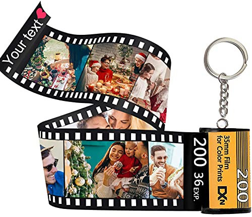 Personalisierte Benutzerdefinierte Kamera Filmrolle Foto Schlüsselbund Schlüsselanhänger,Individuell Key Chain mit Multi Foto Bunt,Einzigartiges Kreatives Geschenk