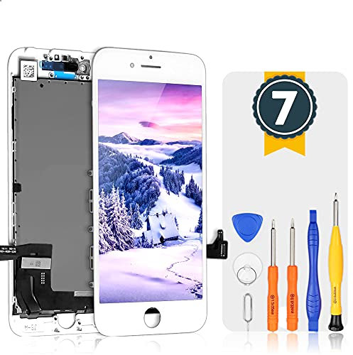 bokman Display Reparaturset kompatibel mit iPhone 7 Weiß (inkl. Glas, Retina LCD, Touchscreen), Passendes Profi-Werkzeugset enthalten
