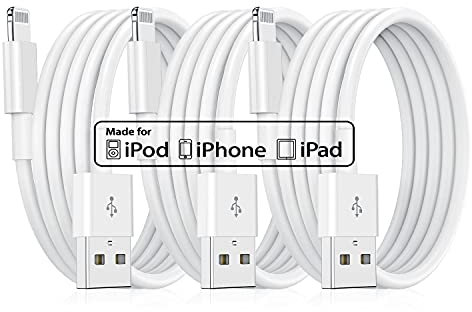 3Pack 3M iPhone Ladekabel Original, [MFi Certified] Lang Lightning to USB Kabel, Schnellladung 10ft Apple Ladekabel für Apple iPhone 13 Pro/12/11/XS/XS Max/XR/X/8/8 Plus/7/7Plus/ 6s/6/6Plus/5S/5, iPad