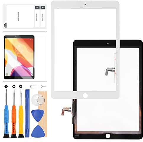 para iPad Air 1 1ª generación Pantalla reemplazo Kit A1474 A1475 A1476 Touch digitalizador Panel de Vidrio para iPad 2017 iPad 5 Pantalla táctil Piezas con Protector película+Herramientas (Blanco)