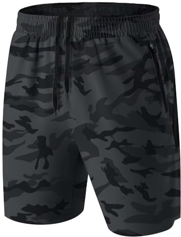 Hombre Pantalones Deportivos Cortos Secado Rápido Atletismo Shorts con Bolsillo con Cremallera