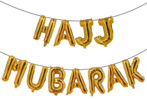 Pannu Design 40,6 cm HAJJ MUBARAK Dekoration – Folienballons Banner Party – islamische Dekorationen für Zuhause – besondere Anlässe (Gold)