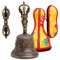 Große tibetische, buddhistische Meditation Alter Gebet singende Glocke und Dorje Set aus bronzefarbenem Metall, 18 cm x 9 cm – Himalaya-Basar