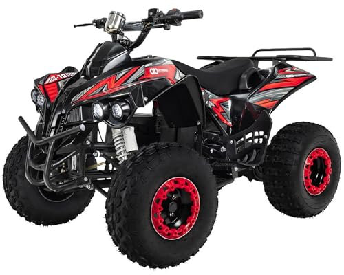 Actionbikes Motors Kinder Quad Elektro ATV S-10 | 𝟒𝟖 Volt 𝟭𝟬𝟬𝟬 Watt Motor bis 𝟐𝟬 km/h - Kinderquad - Pocket Quad - Miniquad - Scheibenbremsen - Für Kinder ab 8 Jahren (Schwarz/Rot)