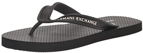 Armani Exchange Herren Printed Rubber Sole, Side Logo Flip-Flop, Black, 43 EU
