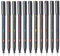 Flair Hotline Fineliner Metallspitze | Spitzengröße 0,7 bis 1 mm | geringes Gewicht mit komfortablem Griff | extra glatt | ideal für Schule, Collage, Büro | mehrfarbige Tasche, 10 Stück