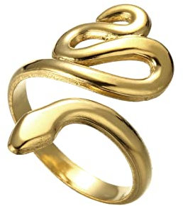 TEAMER Schlange Ring Verstellbarer Fingerring aus Edelstahl Wickel-Schlangenring Stapelbarer Ring Punk Schlange Tierschmuck für Frauen (Stil 1 -Gold)