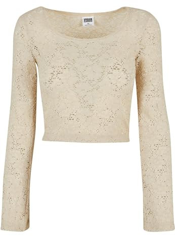 Urban Classics Damen T-Shirt Ladies Cropped Lace Longsleeve softseagrass 5XL