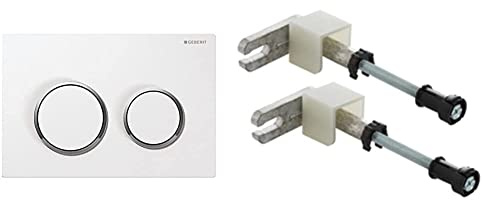 Geberit 115.085.KJ.1 Omega 20 Betätigungsplatte, Hochglanz-verchromt/weiß & 111.815.00.1 Duofix Vorwandmontage-Bausatz, für Massiv- oder Ständerwand