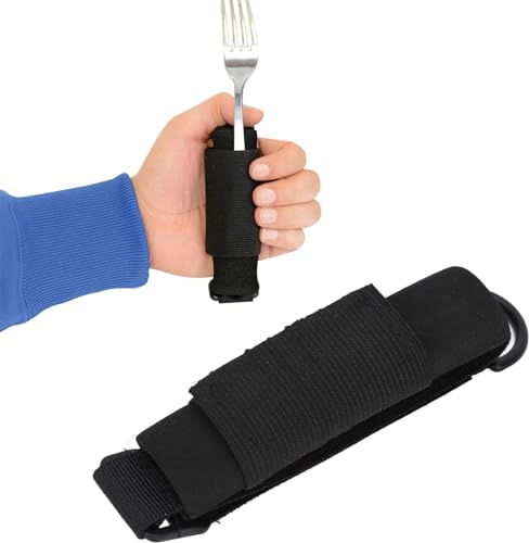 Elastic Utensil Holder Strap, Cuff Grip Aid for Elderly & Disabled – Eating Assistance Cutlery Writing Tool Strap