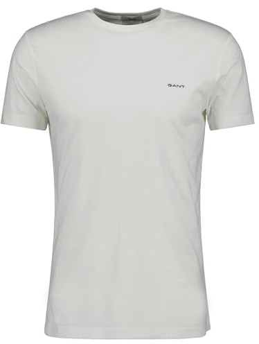 GANT Men's Contrast Logo SS T-Shirt, Eggshell, XXXX-Large