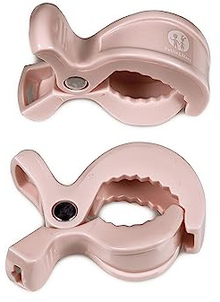 Petite&Mars PEG * Kinderwagen Klammer, Trolley-clips * 2 Stück Kinderwagen Klammern, Clips Set zum Befestigung von Musselintuechern Decken, Abdeckungen, Stilltuch oder Baby Spielzeug (rose)