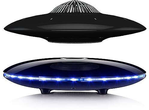 TEmkin Wireless Portable Stereo Sound, Levitating Speaker/Flying Saucer Levitation Maglev Subwoofer, Magnetic UFO LED Lamp Bluetooth Speaker with Stereo Sound Charge 360° Rotation