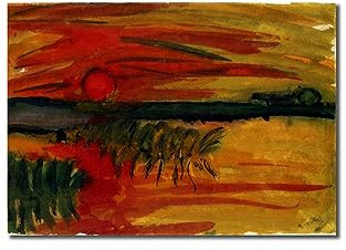 XGMDZRT Berühmte Wandkunst-Gemälde-Reproduktion: Sonnenuntergang. Emil Nolde Kunstwerk Poster. Druck auf Leinwand. Deko-Bild für Wohnzimmer, 90x125cm nur Leinwand