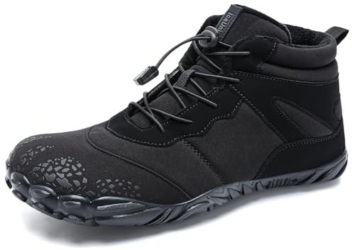 IceUnicorn Barfuss Schuhe Damen Winter Barfußschuhe Herren Breiter Zehenbox Traillaufschuhe Fitnessschuhe Minimalistische(Winter Schwarz,44EU)