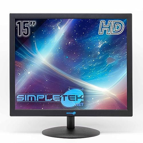 SIMPLETEK - Monitor 15 Quadrato 4:3 5:4, Schermo PC con HDMI, VGA e Audio, Ideale per POS, Cassa, DVR e Ufficio