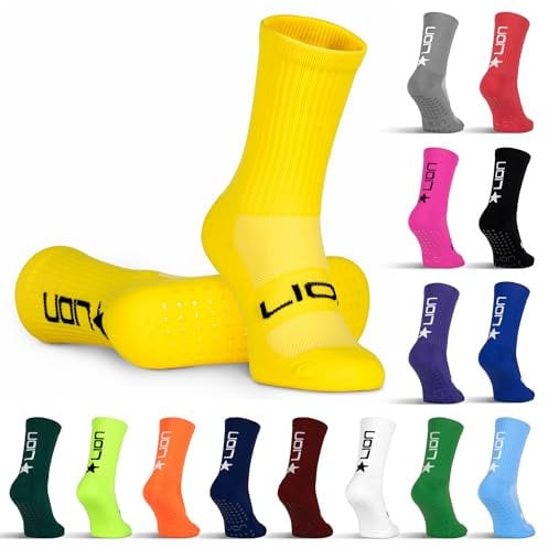 LION SPORTSWEAR Football Grip Socks For Men/Women/Kids - Variety Of Colours To Match Your Team Kit & Sleeve Socks (UK, Alpha, L, Yellow)