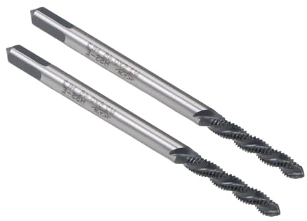 MACHSWON Spiral Flute Thread Tap M2.5 x 0.45mm, for Processing Blind Holes and Sticky Materials, H2 Tolerance, HSS Nitriding Coated, Metric Machine Threading Tap Screw Thread Tapping Tool, 2pcs