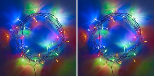 SHATCHI 40 Multicolour LED Lights Clear Cable Battery Operated Fairy String Christmas Tree Wedding Party Birthday Garden Party Window Decorations (Pack of 2)